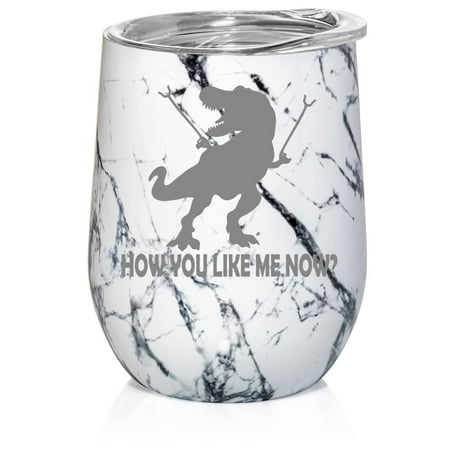 12 oz Double Wall Vacuum Insulated Stainless Steel Stemless Wine Tumbler Glass Coffee Travel Mug With Lid T-Rex Dinosaur How You Like Me Now Funny (Black White Marble)
12 oz Double Wall Vacuum Insulated Stainless Steel Stemless Wine Tumbler Glass Coffee Travel Mug With Lid T-Rex Dinosaur How You Like Me Now Funny (Black White Marble)