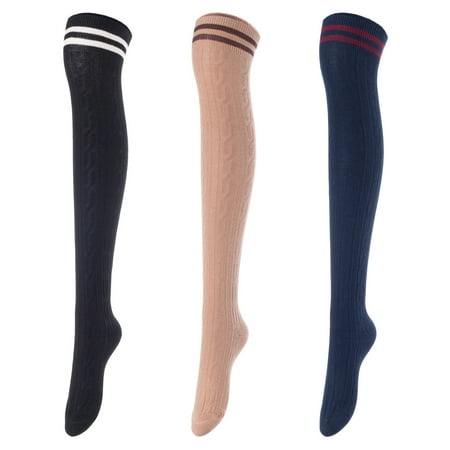 Lovely Annie Big Girl s Women s 3 Pairs Incredible Durable Super Soft Unique Over Knee High Thigh High Cotton Socks Size 6-9 A1023(Black Kakhi Navy)
Lovely Annie Big Girl s Women s 3 Pairs Incredible Durable Super Soft Unique Over Knee High Thigh High Cotton Socks Size 6-9 A1023(Black Kakhi Navy)