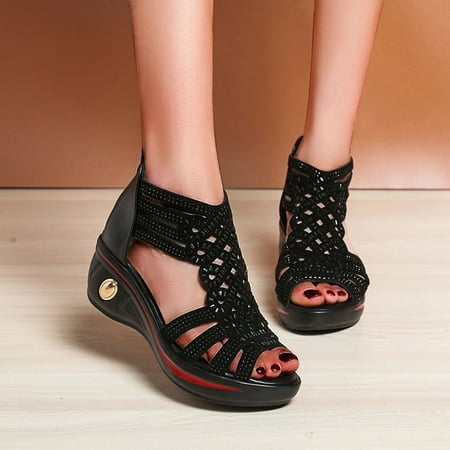 HIBRO Fashion Women s Casual Shoes Breathable Wedge Heel Outdoor Leisure Sandals