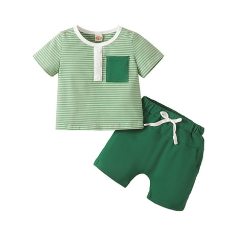 Baby Boys Summer Outfits Striped Short Sleeve Shirt with Pockets and Elastic Shorts Clothing Set,0-3 Years
Baby Boys Summer Outfits Striped Short Sleeve Shirt with Pockets and Elastic Shorts Clothing Set,0-3 Years