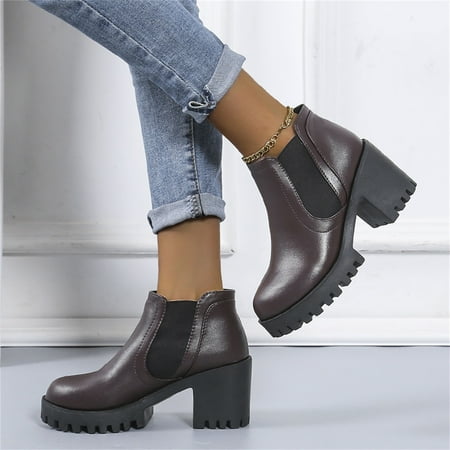 Gubotare Snow Boots Women Casual Suede Ankle Booties Block Heel Slip On Chelsea Boots Brown 7.5
Gubotare Snow Boots Women Casual Suede Ankle Booties Block Heel Slip On Chelsea Boots Brown 7.5