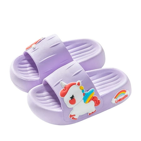 aturustex Toddler Girls Bathroom Slippers Cartoon Unicorn Non-slip Shower Slides