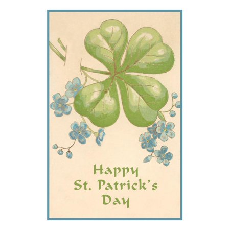 Four-Leaf Clover and Violets Print Wall Art