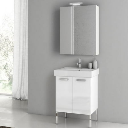 ACF by Nameeks ACF C08-GW Cubical 22-in. Single Bathroom Vanity Set - Glossy White