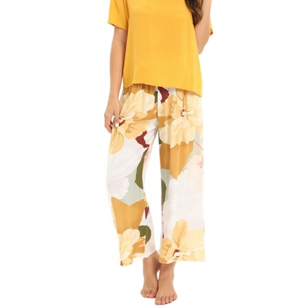 Niuer Women Pajamas Sets Floral Print Nightwear Short Sleeve Sleepwear Casual Pjs 2 Pieces Outfits Lounge Set Yellow White S
Niuer Women Pajamas Sets Floral Print Nightwear Short Sleeve Sleepwear Casual Pjs 2 Pieces Outfits Lounge Set Yellow White S
