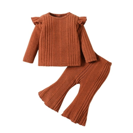 OAUP Baby Girls Outfit Sets Long Sleeve Solid Color T Shirt Pullover Tops Bell Bottoms Pants Outfits Fall Casual Trendy Outfit 0-18M
OAUP Baby Girls Outfit Sets Long Sleeve Solid Color T Shirt Pullover Tops Bell Bottoms Pants Outfits Fall Casual Trendy Outfit 0-18M