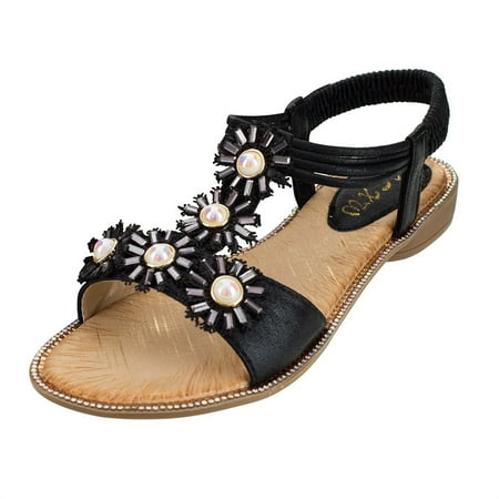 Lyinloo Summer Women Ladies Sunflower Crystal Flat Sandals Beach Peep Toe Shoes Black 37
Lyinloo Summer Women Ladies Sunflower Crystal Flat Sandals Beach Peep Toe Shoes Black 37