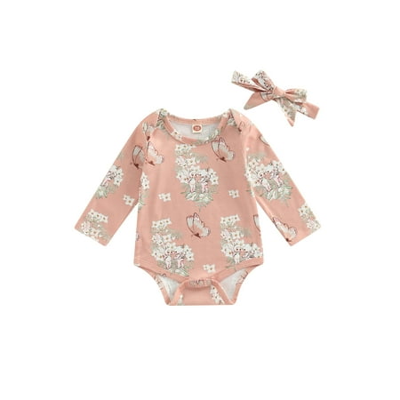 aturustex Baby Girl Romper Outfit Butterfly Floral Printed Snap Closure Romper Pullover Top+ Headband
aturustex Baby Girl Romper Outfit Butterfly Floral Printed Snap Closure Romper Pullover Top+ Headband