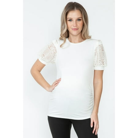 Women s Maternity Top with Lace Balloon Sleeves