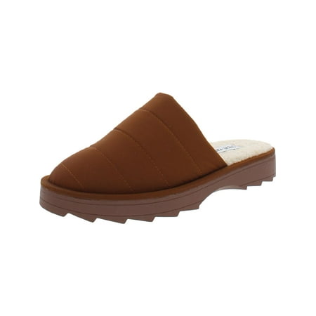 Steve Madden Womens Chex Quilted Faux Fur Lined Slide Slippers