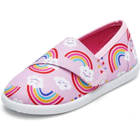 K KomForme Casual Kids Shoes Pink Rainbow Slip-On Flat Size 8-2 (Toddler & Little Girl)
