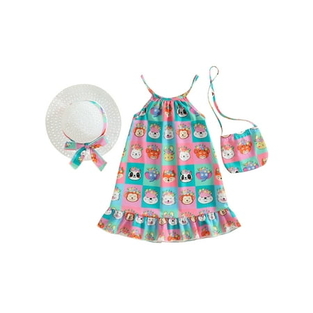 Wassery Toddler Girls Summer Clothes Outfits 6M 12M 2T 3T 4T Baby Girls Sling A-Line Dress Sleeveless Animal Print Dress with Hat Crossbody Bag
Wassery Toddler Girls Summer Clothes Outfits 6M 12M 2T 3T 4T Baby Girls Sling A-Line Dress Sleeveless Animal Print Dress with Hat Crossbody Bag