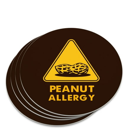 Peanut Allergy Yellow Warning Sign Novelty Coaster Set