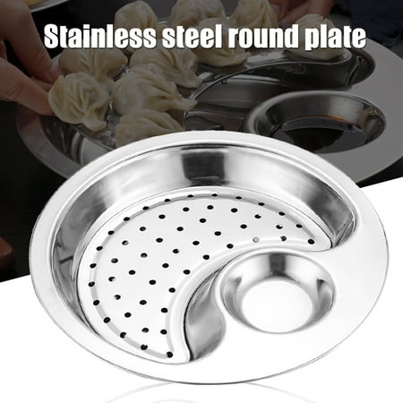 Stainless Steel Double Layer Dumpling Plate with Sauce Tray Round Dishs with Detachable Drain Holder Kitchen Supply 28cm
Stainless Steel Double Layer Dumpling Plate with Sauce Tray Round Dishs with Detachable Drain Holder Kitchen Supply 28cm