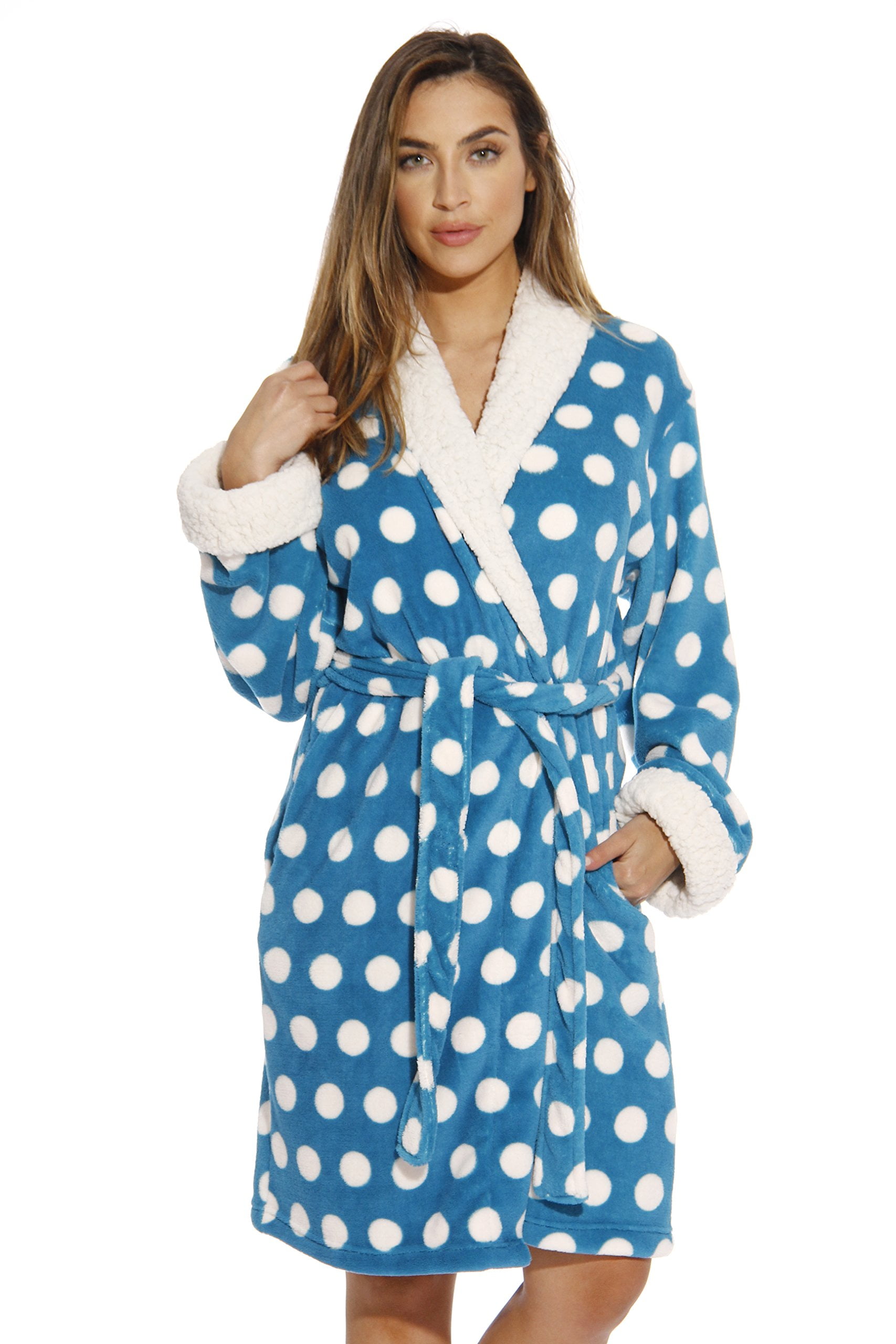 Polka Dot Kimono Robe Bath Robes For Women Turquoise X Small Walmart
