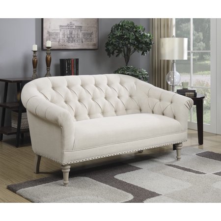 Accent Chair Loveseat Bench Tufted Curve Rolled Back Neailhead Trim Plush Fabric