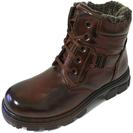 

Men s Winter Boots Ankle Faux Fur Full Lined Lace up Side Zipper Shoes