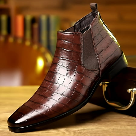 GUANGZHYZYFUS Stylish Plus Size Men‘s Plaid Pattern Chelsea Boots with Durable PU Leather Uppers - Classic Slip-On Ankle Dress Boots for Business Office and Wedding Party Wear
GUANGZHYZYFUS Stylish Plus Size Men‘s Plaid Pattern Chelsea Boots with Durable PU Leather Uppers - Classic Slip-On Ankle Dress Boots for Business Office and Wedding Party Wear
