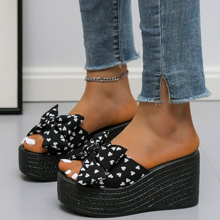 Cathalem Ladies Summer Fashion Bow Love Cloth Platform Wedge Beach Sandals And Slippers Electric Slippers Heated Women Black 7
Cathalem Ladies Summer Fashion Bow Love Cloth Platform Wedge Beach Sandals And Slippers Electric Slippers Heated Women Black 7