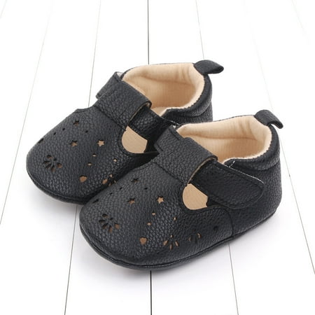 Toyella Semi Rubber Sole Non-slip Shoes Baby Toddler Shoes Black 12cm