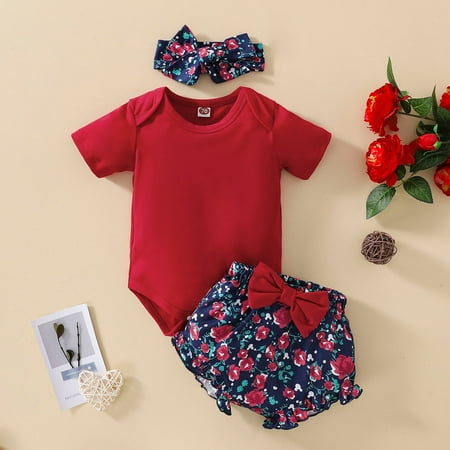 Baby Girls 3M-18M Short Sleeve Romper Bodysuitt Floral Printed Shorts Headbands Outfits
Baby Girls 3M-18M Short Sleeve Romper Bodysuitt Floral Printed Shorts Headbands Outfits