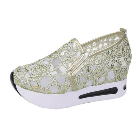 Fashion Womens Casual Shoes Breathable Wedges Thick Soled Outdoor Leisure Shoes