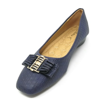 Women Ballet Flats w/ Fringe Bow Buckle Classic Ballerina Slip-On Slipper Shoes