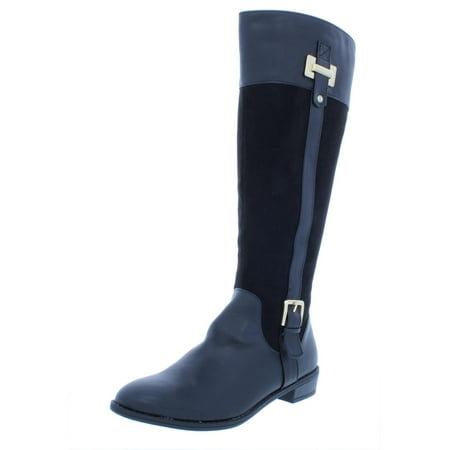 Karen Scott Womens Deliee Faux Leather Colorblock Riding Boots