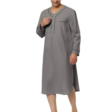 Hnyenmcko Men s Nightshirt Sleepwear Casual Long-Sleeve V Neck Henley Sleep Shirt Loungewear with Pocket
Hnyenmcko Men s Nightshirt Sleepwear Casual Long-Sleeve V Neck Henley Sleep Shirt Loungewear with Pocket