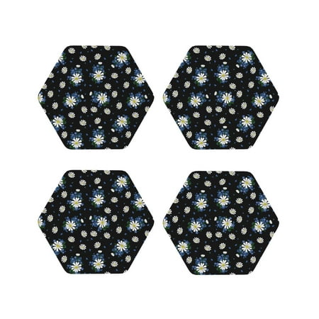 Leather Coasters with Heat-resistant for Drinks Blue White Daisies Flowers -标题2 Hexagon 
Leather Coasters with Heat-resistant for Drinks Blue White Daisies Flowers -标题2 Hexagon