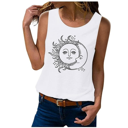 JDEFEG 2Xl Top for Women Moon Fashion Blouse Tank Casual Top Letter Print Women s Sleeveless O-Neck Sun Women s Blouse Bra for Halter Top Ployester White M
JDEFEG 2Xl Top for Women Moon Fashion Blouse Tank Casual Top Letter Print Women s Sleeveless O-Neck Sun Women s Blouse Bra for Halter Top Ployester White M