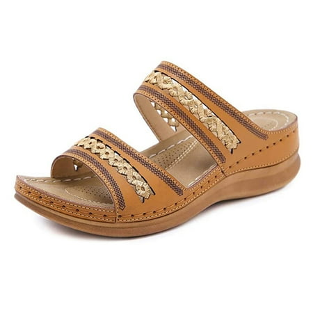 Women T-Strap Hollow Out Slide Sandals Casual Summer Walking Wedge Sandals Non Slip 42 Brown
Women T-Strap Hollow Out Slide Sandals Casual Summer Walking Wedge Sandals Non Slip 42 Brown