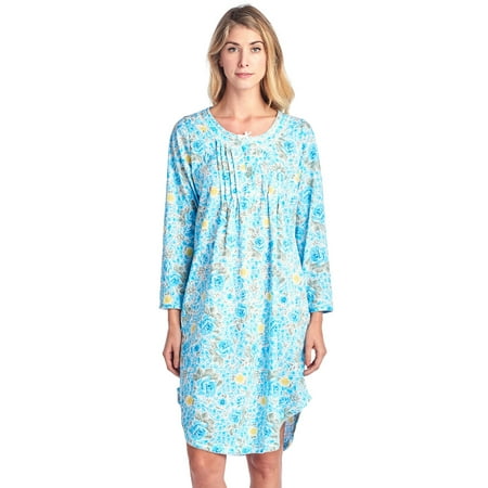 Casual Nights Women s Floral Pintucked Long Sleeve Nightgown