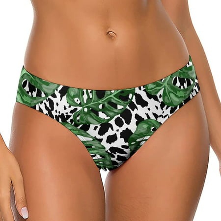 

Tropical Leaves on Cheetah Spots Women s Thongs Sexy T Back G-Strings Panties Underwear Panty
