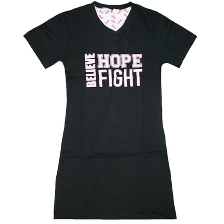 Breast Cancer Believe Hope Black Nightshirt (Large)