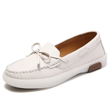 Ladies Flat Shoes Loafers New Style Bow Decor Non-slip Slip-on Peas Shoes