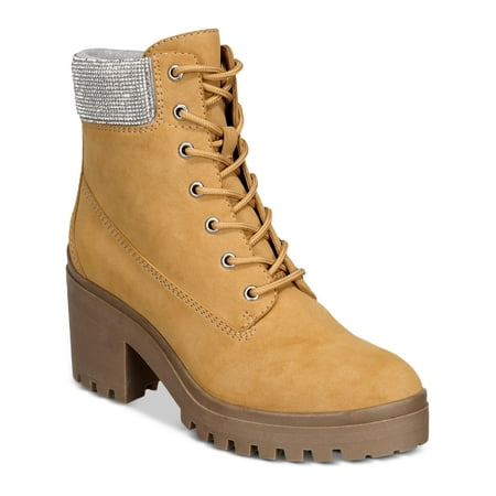 Wild Pair Womens Bentli P Nubuck Embellished Combat & Lace-up Boots