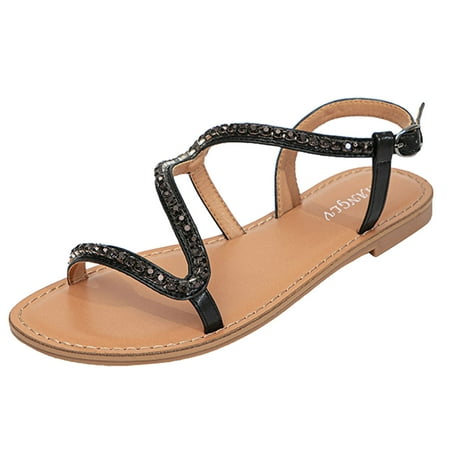 LIANGP Women s Sandals Sandals Summer New Pattern Fashion Rhinestone Decorative Buckle Strap Flat Bottom Comfortable Large Roman Sandals Women s Shoes Black Size 6.5
LIANGP Women s Sandals Sandals Summer New Pattern Fashion Rhinestone Decorative Buckle Strap Flat Bottom Comfortable Large Roman Sandals Women s Shoes Black Size 6.5