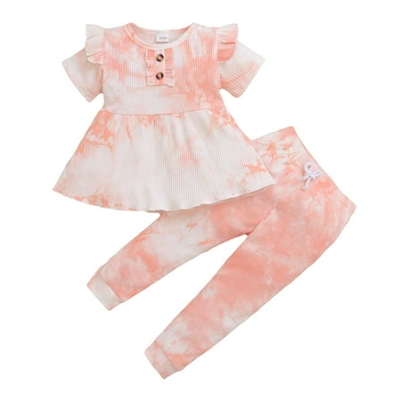 4T Toddler Baby Girls Outfits Short Sleeve Tie-dye Ruffle Sleeve Dress Top +Tie-dye Pants 2Pcs Clothes Set 4-5T Pink
4T Toddler Baby Girls Outfits Short Sleeve Tie-dye Ruffle Sleeve Dress Top +Tie-dye Pants 2Pcs Clothes Set 4-5T Pink