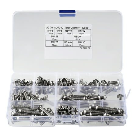 Unique Bargains 150pcs M5 304 Stainless Steel Hex Socket Button Head Cap Bolts Screws Nuts Kit
Unique Bargains 150pcs M5 304 Stainless Steel Hex Socket Button Head Cap Bolts Screws Nuts Kit