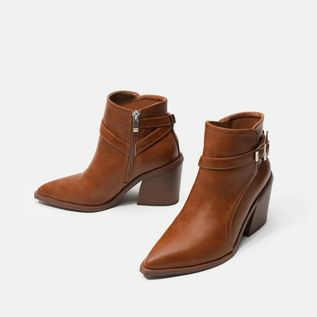 Gubotare Boots For Women Ankle Booties Womens Ankle Boots Slip on Pointed Toe Block Mid Heel Leather Elastic Panel Casual Chelsea Western Booties Brown 7
Gubotare Boots For Women Ankle Booties Womens Ankle Boots Slip on Pointed Toe Block Mid Heel Leather Elastic Panel Casual Chelsea Western Booties Brown 7