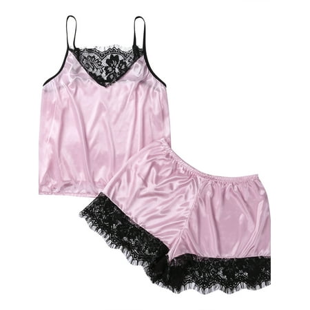 Huakaishijie Sexy Silk Satin Ruffled Pajamas Sets Hollow Lace V-Neck Camisole + Ruffled Shorts Sleepwear 2PCS Set
Huakaishijie Sexy Silk Satin Ruffled Pajamas Sets Hollow Lace V-Neck Camisole + Ruffled Shorts Sleepwear 2PCS Set