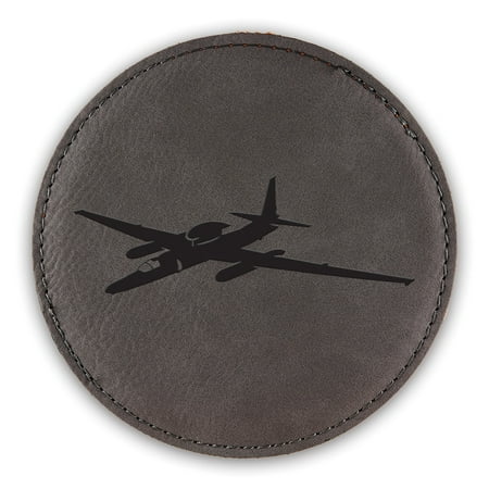 

U-2 Dragon Lady Coaster Laser Engraved Leatherette - Round Coasters - Many Colors - Single / Coasters Sets - u2 reconnaissance aircraft cia spy plane