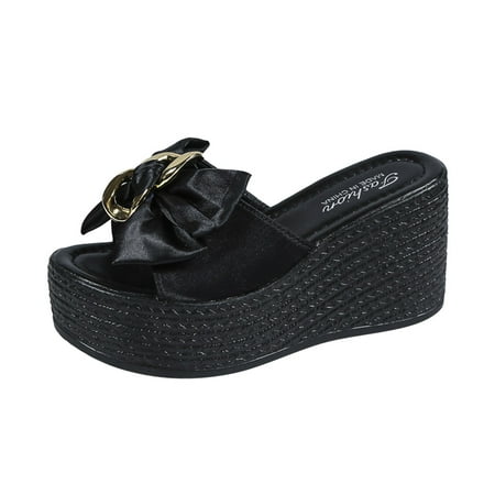 Women Sandals Fashion Summer Solid Color Cloth Face Metal Buckle Open Toe Slope Heel Thick Sole Solid Color Slippers For Women Black Size 6.5
Women Sandals Fashion Summer Solid Color Cloth Face Metal Buckle Open Toe Slope Heel Thick Sole Solid Color Slippers For Women Black Size 6.5