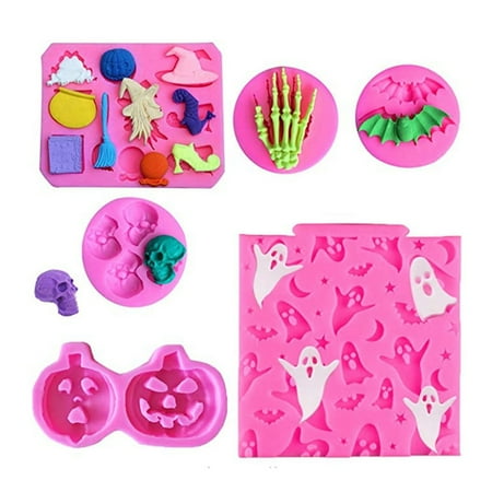 Faithtur Halloween Molds Pumpkin Skull Witch Ghost Cake Fondant Molds