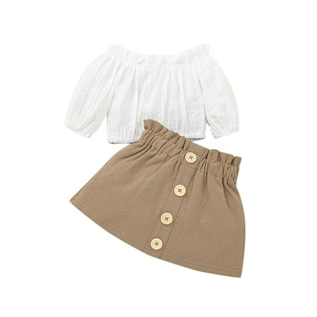 ZRBYWB Baby Girls Clothes Short Sleeve Solid Off Shoulder Tops Patchwork Skirt Set 2PCS
ZRBYWB Baby Girls Clothes Short Sleeve Solid Off Shoulder Tops Patchwork Skirt Set 2PCS