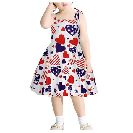 Hunpta Day Forth-Of-July Toddler Beach Kids Clothes Baby Dresses Girls Independence Girls Dress&Skirt