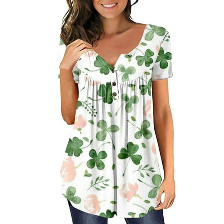 Fsqjgq Casual Womens Tops Short Sleeve St Patricks Day Womens Short Sleeve Button Neck Flower Printed Pleated T Shirt Top Casual Floral Fit Shirts Tee Blouse Maternity Shirts Short Sleeve O Xl
Fsqjgq Casual Womens Tops Short Sleeve St Patricks Day Womens Short Sleeve Button Neck Flower Printed Pleated T Shirt Top Casual Floral Fit Shirts Tee Blouse Maternity Shirts Short Sleeve O Xl