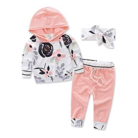 Bilo Infant Baby Girl Floral Pattern Long Sleeve Hoodie and Pants 3 pcs Cotton Outfit (White and Pink Pants 3-6 Months)
Bilo Infant Baby Girl Floral Pattern Long Sleeve Hoodie and Pants 3 pcs Cotton Outfit (White and Pink Pants 3-6 Months)