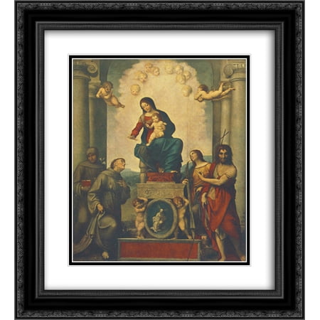 Correggio 2x Matted 20x24 Black Ornate Framed Art Print 'Madonna and Child with Saint Francis'